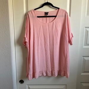 Evans‎ Ruffle Detail Gauzy Blouse - Pink - Size 20